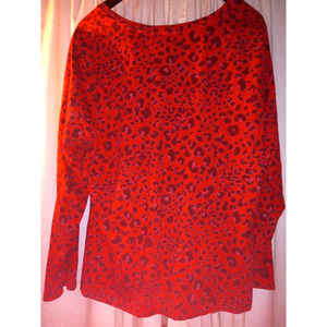 Vintage Liz Claiborne Red Cheetah Print Top Size 3X Peru 100% Cotton